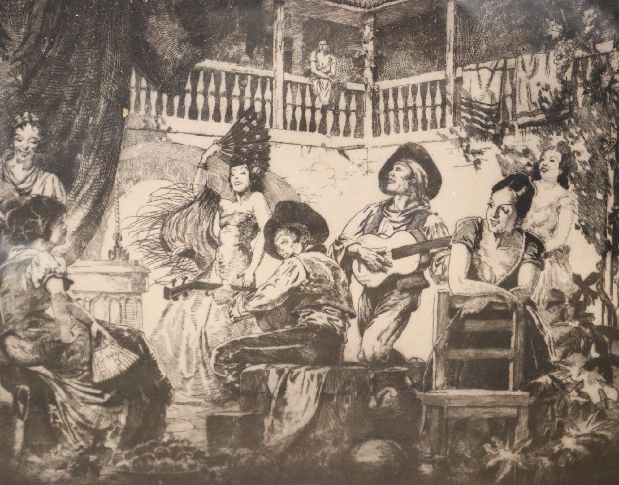 Louis Szanto (1889-1965), etching, Spanish Fiesta, signed in pencil, 26 x 31cm